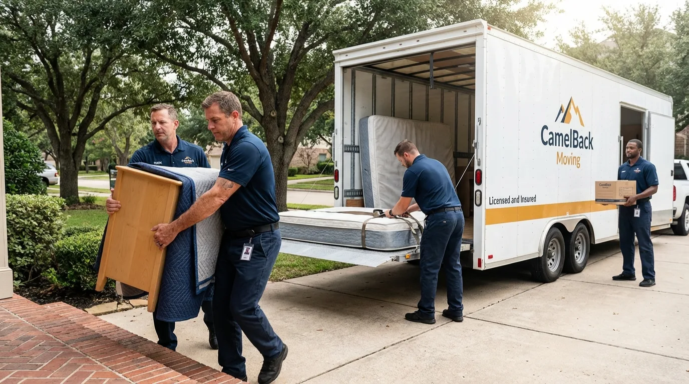 Crew loading residential truck for cross-state move from Payson, UT